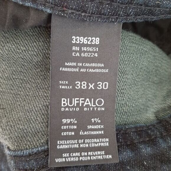 BUFFALO David Bitton Jack-X Slim Straight Stretch Dark Blue Jeans Men's Sz 38 - Picture 8 of 9